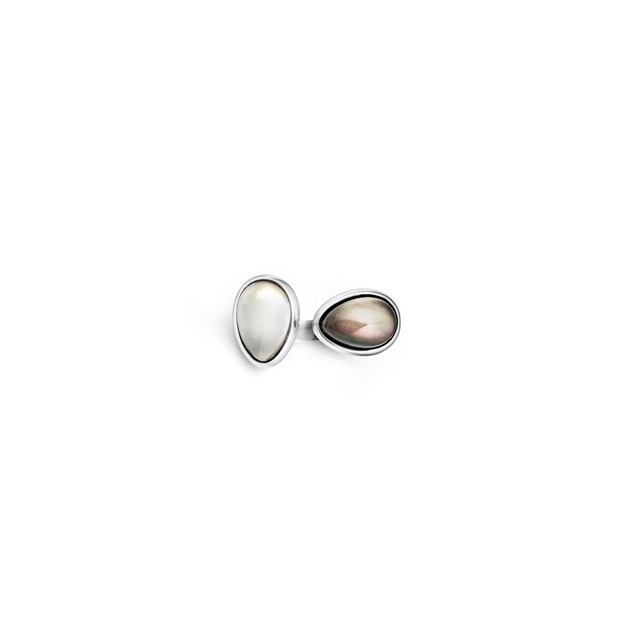 Anello goccia bianco|grigio 2 elementi AURUM | AN2 GOCCEARG MOP BIA MOP GRI